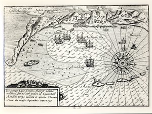 1598年9月抵达毛里求斯东南港的海军上将Wybrandt Van Warwijcks Flotilla抵达 作者 荷兰学校