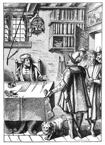 由Joos de Damhouder（1507-81）在Praxis Rerum Civilium木刻后的税务接收人出版了安特卫普，1557年 作者 荷兰学校