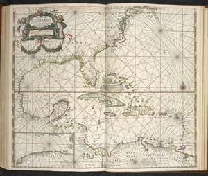 西印度群岛，选自 "De groote nuewwe vermeerde zee-atlas ofte water-werelt。Vertoonende in sigh alle zee-kusten des aardtryks...