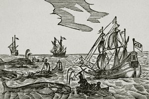 捕鲸船，来自 Jacob Segersz van der Brugge 的“Journael” 作者 荷兰学校