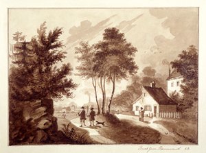 伦敦哈默史密斯的布鲁克绿色景观，约1820年 作者 EB