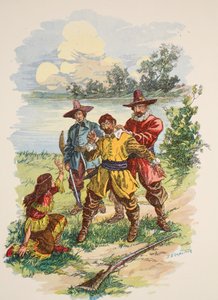 他抓住了衣领的背面，插图来自酒吧爱德华·艾利斯的“风中奇缘：公主之林”。 McLoughlin兄弟，纽约，c.1912 作者 EB Comstock