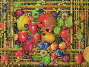 Bamboo Box中的水果，1999（画布上的丙烯酸） 作者 EB瓦特
