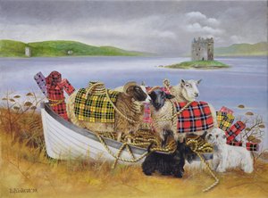 羊与格子呢，1999（画布上的丙烯酸）
