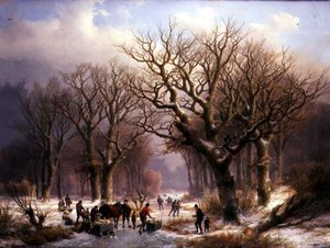 冬天的风景》（布面油画） 作者 EJ 和 Klombeck JB Verboeckhoven