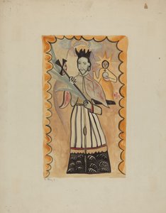 圣约翰-尼波穆森--1800年以前画在水牛皮上，1935-1942年。 作者 E. 博伊德