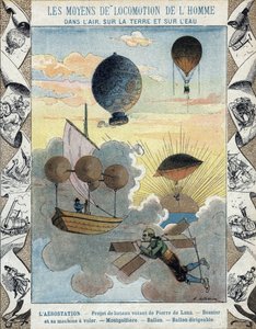 航空站 - 皮埃尔-德-拉纳的飞行船项目 - 贝斯尼尔的飞行器（1678年） - 气球 - 气球 - 飞艇气球 - E-Letellier的插图 - 保护历史笔记本，19世纪末