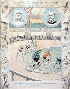 查尔斯-特隆（1857-1932）和儒勒-科雷于1893年2月在 "机器 "画廊，来自一本教科书（彩色平印）。 作者 E.莱特里尔