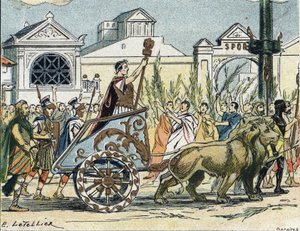朱尔斯-凯撒（Giulio Cesare或Caius Julius Caesar）政治家和罗马作家的凯旋队列