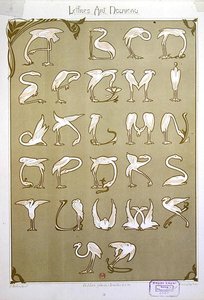 使用粉红色火烈鸟图案的 "新艺术 "字母表 作者 E·穆里尔