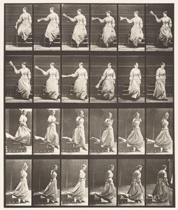 Plate 140. Descending Stairs Looking Around and Waving Fan 作者 爱德沃德·迈布里奇