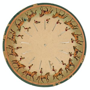 zoopraxiscope光盘显示杂技演员表演马背翻筋斗，1893年 作者 爱德沃德·迈布里奇