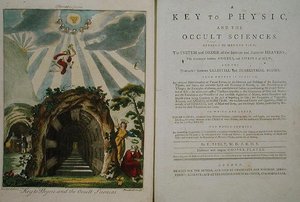 物理学和神秘科学的钥匙》第4册的正面插图，1800年出版（彩色平印）。 作者 埃比尼泽·西比利
