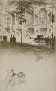 城镇广场，Sidonie-Gabrielle Colette（1873-1954 年）为“Mitsou”绘制的插图，1930 年出版（蚀刻和干画）