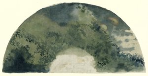 绘有升月山水的日式扇叶 作者 埃德加·德加（可能）
