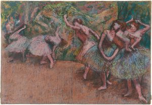芭蕾舞剧场，c.1907（柔和的绿色透明描图纸） 作者 Edgar Degas