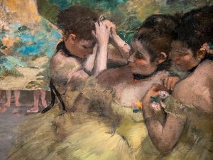 Behind the scenes (detail) (also known as “Yellow dancers”). 1874-1876. Oil on canvas. 作者 埃德加·德加
