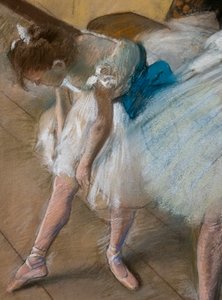 舞蹈考试（细节）。1880.纸上粉笔画。 作者 埃德加·德加