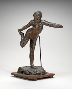 她的右手握着她的右脚的舞者，c.1900-1911（棕色蜡和plastiline） 作者 埃德加·德加