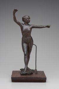 舞者准备与她的右脚向前跳舞，1882-95（蜡和混合媒体）