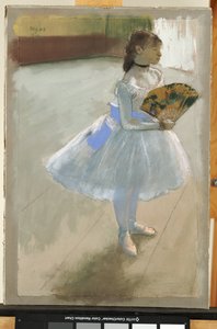 拿着扇子的舞者，约1879年（纸上粉笔画 作者 埃德加·德加