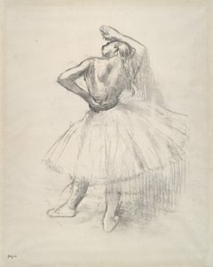 站立的舞者，右臂抬起，c.1891（纸上绘画的防图） 作者 埃德加·德加