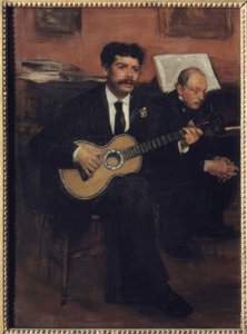 西班牙男高音洛伦佐·异教徒（1838-1883）和大桶 作者 埃德加·德加