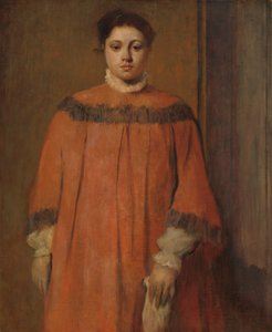 红色的女孩，c.1866 作者 埃德加·德加