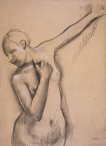 半身裸体女孩，c.1895（木炭在描图纸上用白色加高）