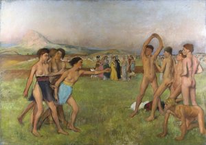 挑衅男孩的斯巴达小女孩。 1860-1862 年左右，布面油画 作者 埃德加·德加