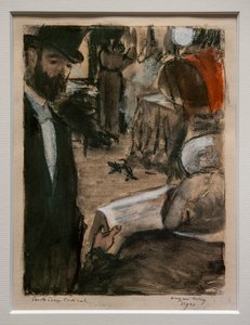Ludovic Halevy 在更衣室里找到了红衣主教夫人。 1876-1877 年左右。 粉彩和铅笔在 monotype。 作者 埃德加·德加