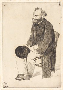 马奈坐着，向左转 (Manet assis, tourné à gauche) 作者 埃德加·德加