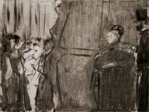 认识路迪维克-哈雷维和卡迪纳尔夫人的幕后故事。大约在1876-1877年。单幅画有黑色墨水。 作者 埃德加·德加