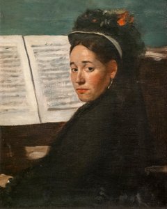 迪豪小姐在钢琴旁。大约1870年。布面油画。 作者 埃德加·德加