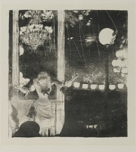 1877年至1878年，咖啡馆大使馆的Mlle Becat（编织纸上的版画） 作者 埃德加·德加