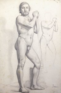 裸男站着；站立的裸体男人，约1856年 作者 埃德加·德加
