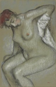 裸体女人干自己；裸体的女人，自己擦拭，1895年
