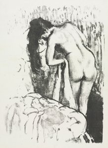 1891-1892年，裸体女人站着，晒干自己。