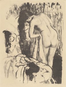 站立的裸体女人，擦干自己的身体 女性，站立，上厕所，约1890年。 作者 埃德加·德加