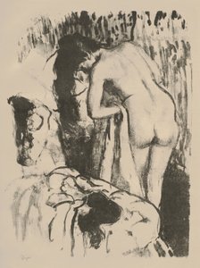裸体女人站着，自己干，约1891-92年（平纹在纸上）
