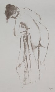 手持毛巾的裸女，站立式 作者 埃德加·德加