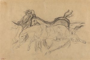 障碍赛场景的赛马研究：堕落的骑师，约1881年。 作者 埃德加·德加