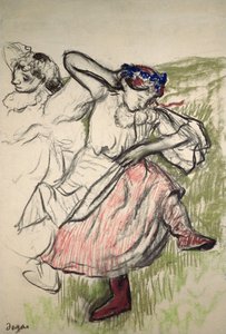 俄罗斯舞者，1899年（描图纸上的木炭和粉彩） 作者 埃德加·德加