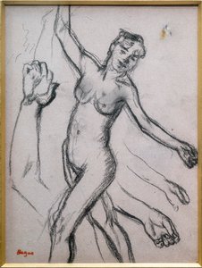 一个女人的研究。1878年，纸上炭笔画。 作者 埃德加·德加