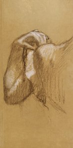 研究手臂，c.1895-90（棕色描图纸上的棕色和白色粉彩） 作者 埃德加·德加