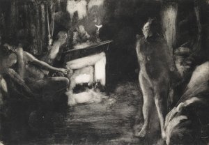 炉边》，约1876-77年。 作者 埃德加·德加