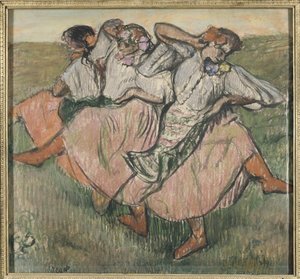 Trois danseuses russes - 三名俄罗斯舞者，由德加，埃德加（1834-1917 年）。 纸上粉彩，1890 年代末。 尺寸：62x67 厘米。 斯德哥尔摩国家博物馆 作者 埃德加·德加
