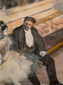 两个男人和两个舞者（细节）。大约1876-1877年。单幅画上的粉彩。 作者 埃德加·德加