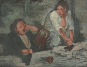 洗妇女（面板上的油） 作者 埃德加·德加