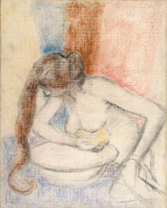 洗澡的女人》，约 1897 年（底色画布上的粉彩画） 作者 埃德加·德加